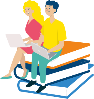 man en vrouw op boeken